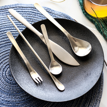 New European and American willow brown simple and generous silver 304 stainless steel single product set knife fork and spoon Western tableware