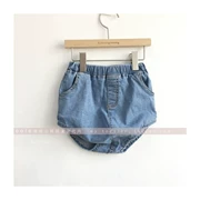 Oole, oh, quần áo trẻ em Hàn Quốc, sành điệu, thoải mái, nhẹ, quần short denim tam giác - Quần jean