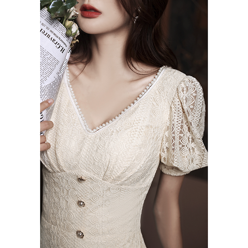 Evening dress, elite lace skirt, french style, champagne color Evening dress, elite lace skirt, french style, champagne color