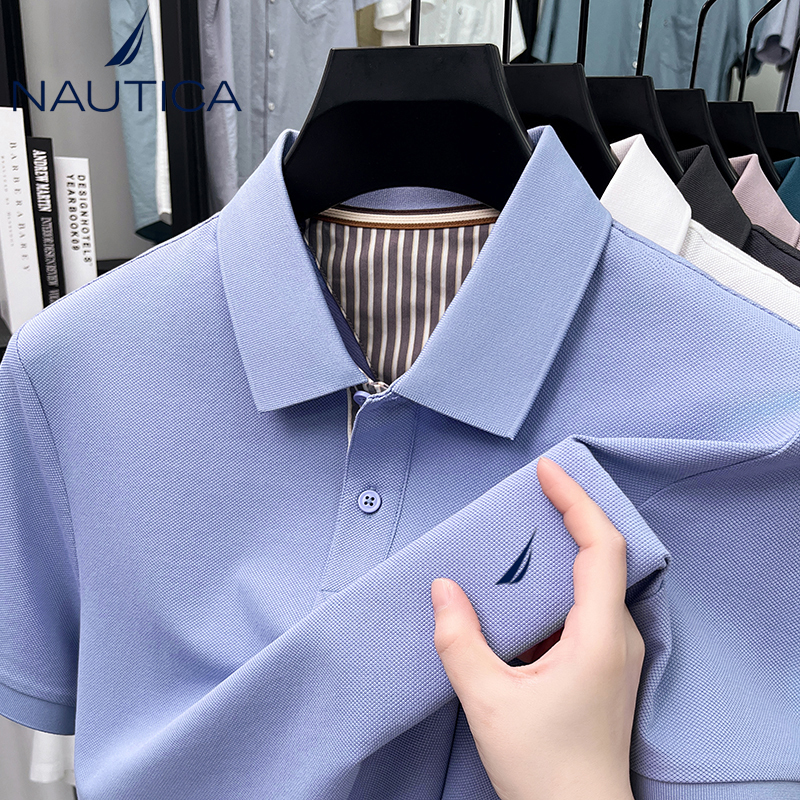 Nautica/Notica Men's Short-Sleeved Polo Shirt Classy Designer Summer Half-Sleeved American-Style T-Shirt with a Collar