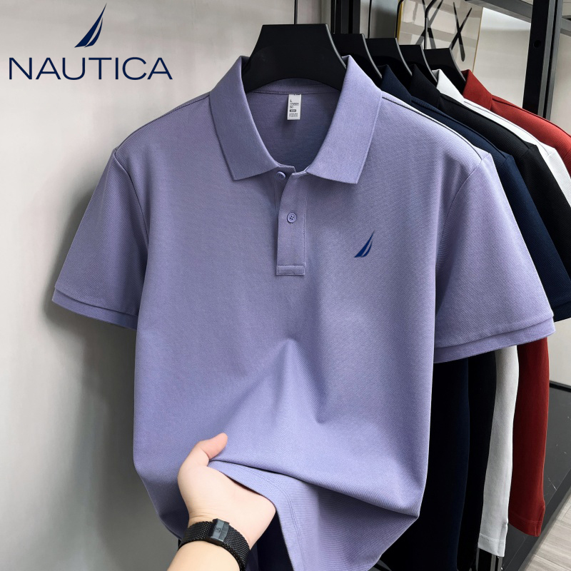 Nautica/Notica Men's Short-Sleeved T-Shirt Summer Lapel Mercerized Cotton Casual Half-Sleeved Polo Shirt Top