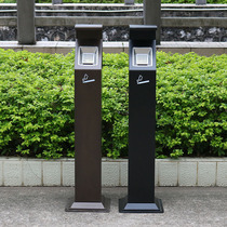 Stainless steel painted square ash column round cigarette butt column outdoor public yard cigarette butt garbage double collection bucket