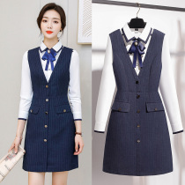 Professional suit female spring and autumn fashion temperament goddess fan vest dress beauty salon kindergarten overalls