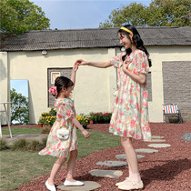 Pro-daughter dress female dress foreign air dress Dress Doll Collar Snowspun Dresses Medium Red Girl Super Fairy dresses