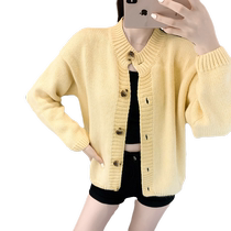 Large size early autumn knitted tops 2022 new Japanese style lazy style Korean style soft waxy style sweater cardigan jacket for women