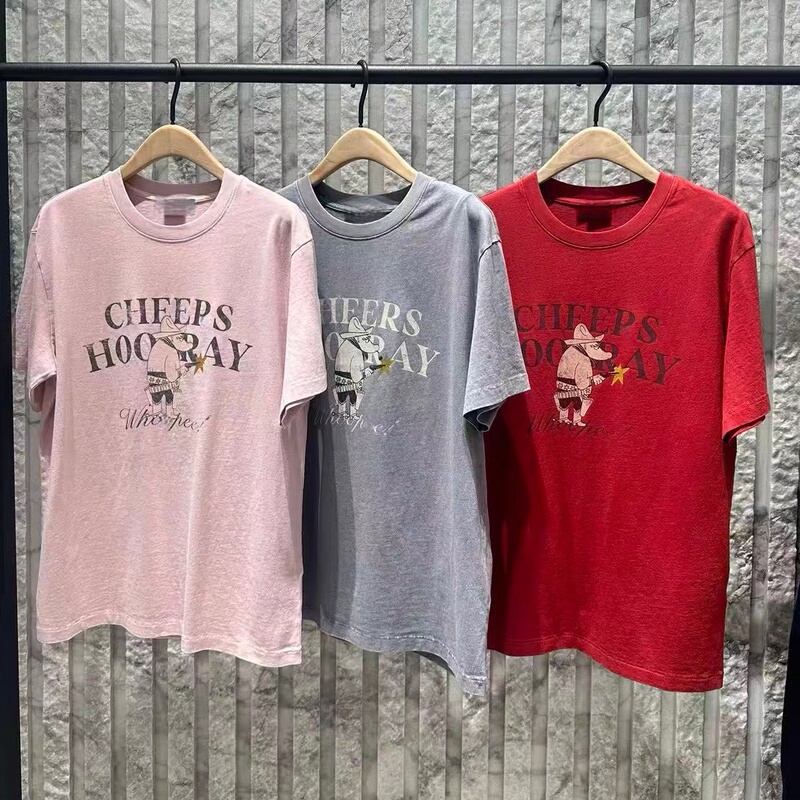 Mo Mall Same Style 2026 Autumn New Women's Loose Letter Cartoon Pattern Printed Short-Sleeved T-Shirt 3Tee002