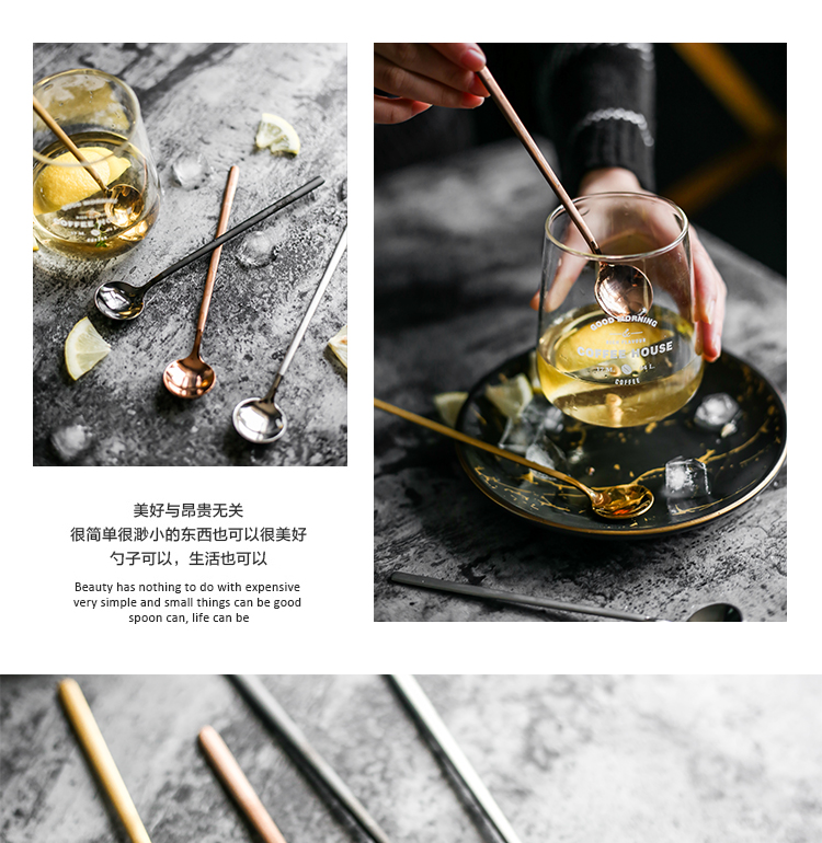Muỗng cà phê tay cầm dài trộn thép không gỉ sáng tạo dễ thương nhỏ châu Âu tráng miệng sang trọng thìa mật ong thìa - Cà phê ly uống cafe