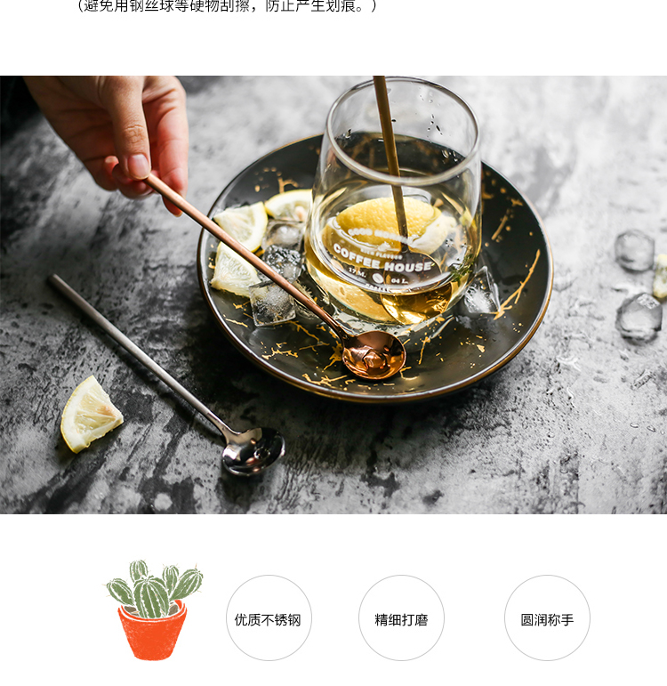 Muỗng cà phê tay cầm dài trộn thép không gỉ sáng tạo dễ thương nhỏ châu Âu tráng miệng sang trọng thìa mật ong thìa - Cà phê ly uống cafe