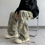 Камуфляжные летние джинсы, штаны для отдыха, в американском стиле, свободный прямой крой