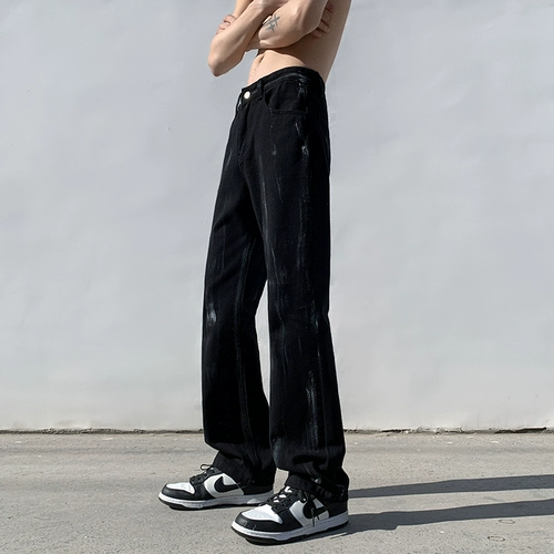 Черные джинсы, летние штаны для отдыха, свободный прямой крой, в американском стиле