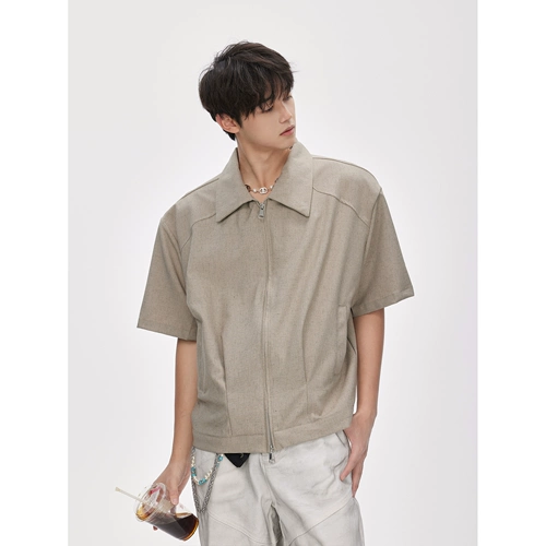 Летняя рубашка, короткие наплечники для отдыха, в американском стиле, простой и элегантный дизайн, изысканный стиль, оверсайз