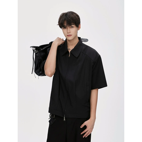 Летняя рубашка, короткие наплечники для отдыха, в американском стиле, простой и элегантный дизайн, изысканный стиль, оверсайз