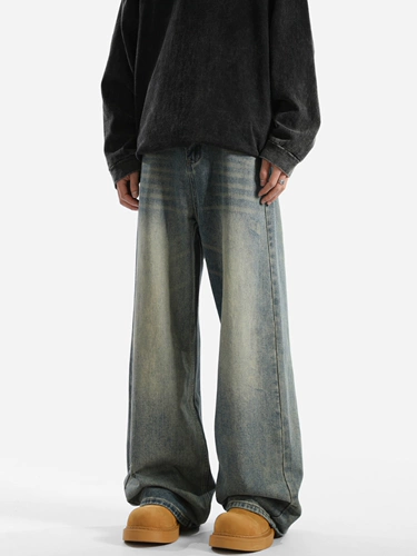 Осенние джинсы, штаны, в американском стиле, свободный прямой крой