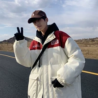 Зимний пуховик, небольшая дизайнерская куртка, в американском стиле, тренд сезона, увеличенная толщина