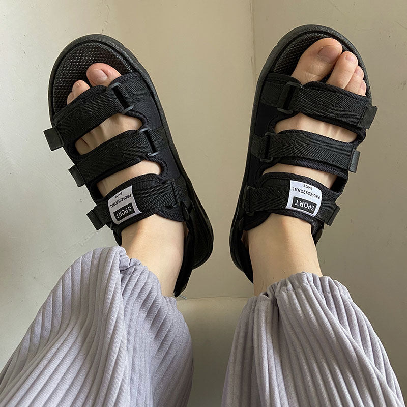 Sandshoe Men's Summer New Outwear Soft-bottom Sandals Shoes Magic Stick Couples Students Outdoor Tide Nets Red Beach Shoes