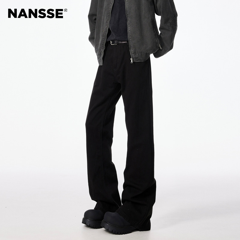 クリーンフィットベルベットブーツカットブラックシミターブーツカットジーンズメンズバイブアメリカンスリムストレートパンツ