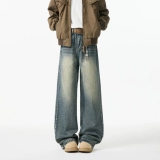 Летние джинсы, штаны, в американском стиле, размер, свободный прямой крой