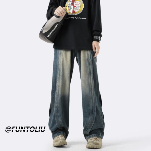 Летние джинсы, штаны для отдыха, премиум класс, свободный прямой крой