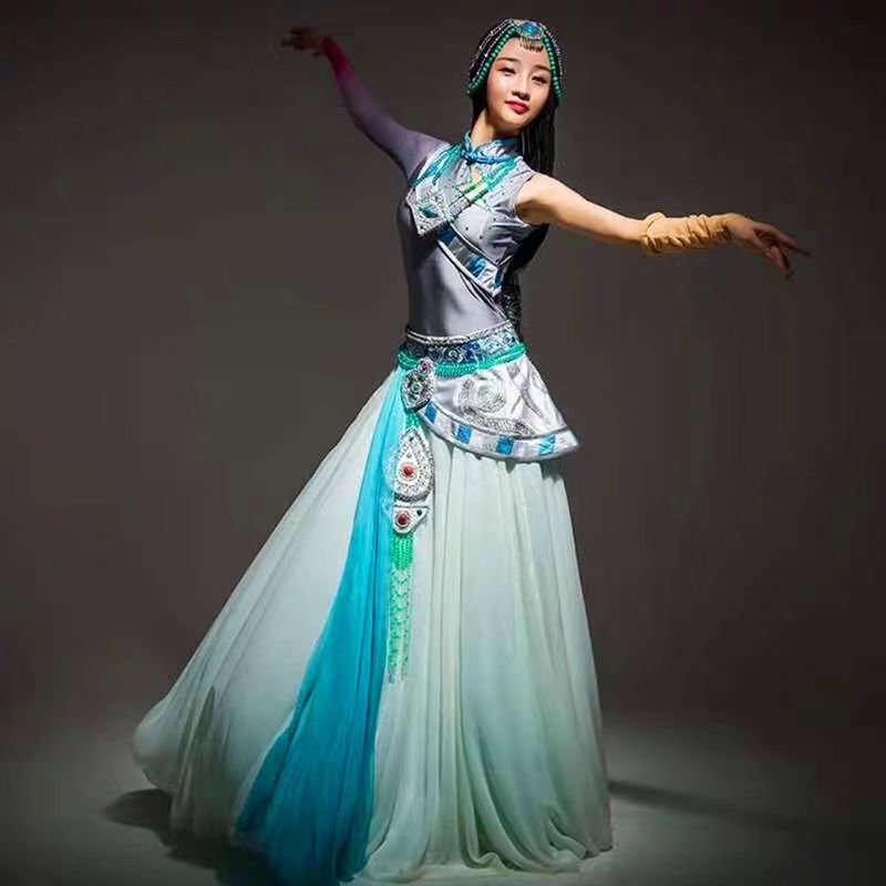 2025 New Tibetan Dance Performance Costume for Women, Ethnic Style Adult Large Skirt Opening Dance Performance Set 2025 New Tibetan Dance Performance Costume for Women, Ethnic Style Adult Large Skirt Opening Dance Performance Set
