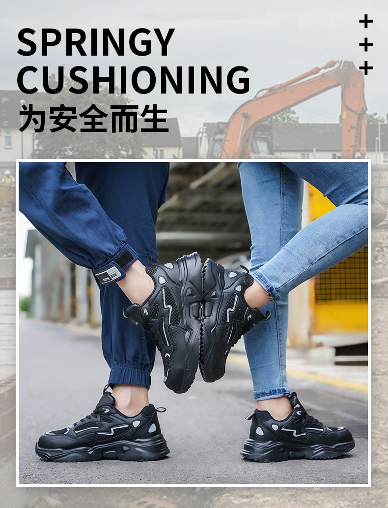 Fashionable labor protection shoes for women, lightweight, winter breathable, deodorant, soft sole, anti-smash and anti-stab, men's steel head with steel plate for work