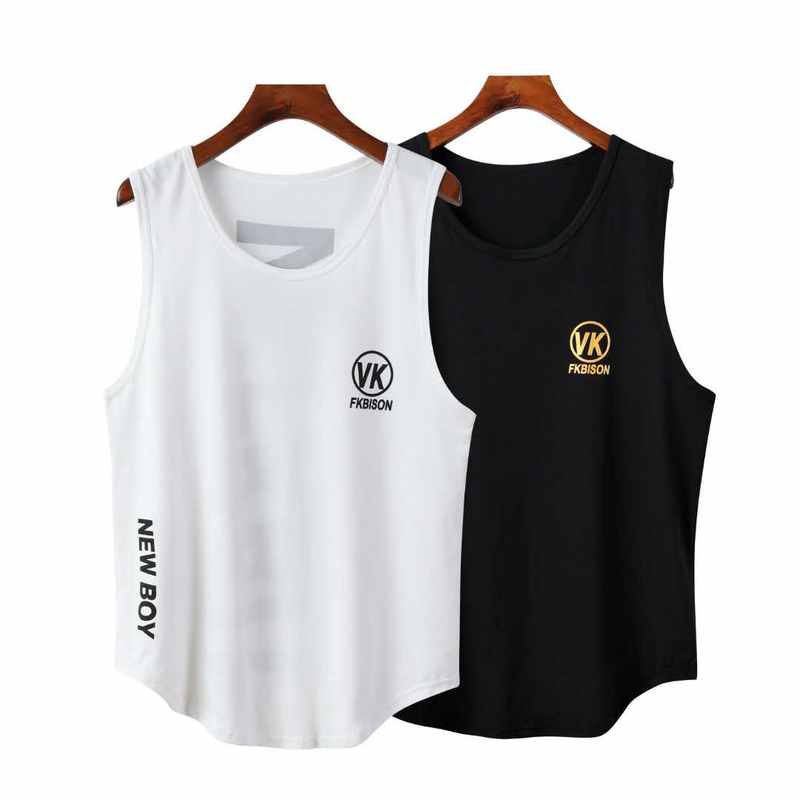 Mùa hè mới bông nam triều in vest không tay T-shirt lỏng thể dục mồ hôi hấp thụ giải trí hàng ngày có thể bên vai áo giáp