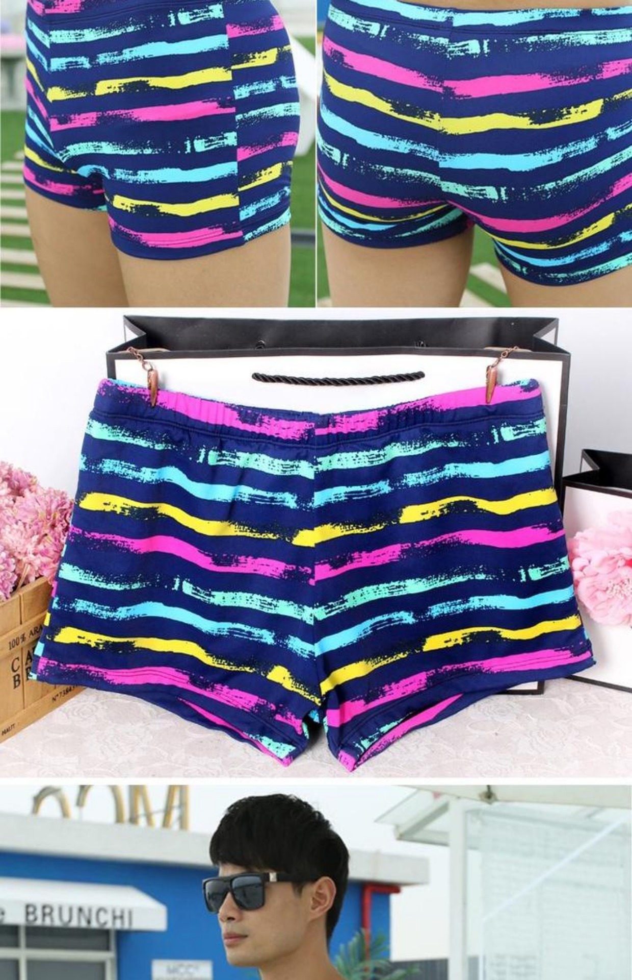 Quần bơi nam, quần short boxer, đồ tắm suối nước nóng cho nam, quần đi biển nhanh khô, quần lửng, đồ bơi gợi cảm - Nam bơi đầm quần bơi nam arena