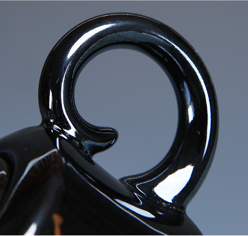Black glaze up tea set of household ceramic tea cup lid to use kung fu tea set