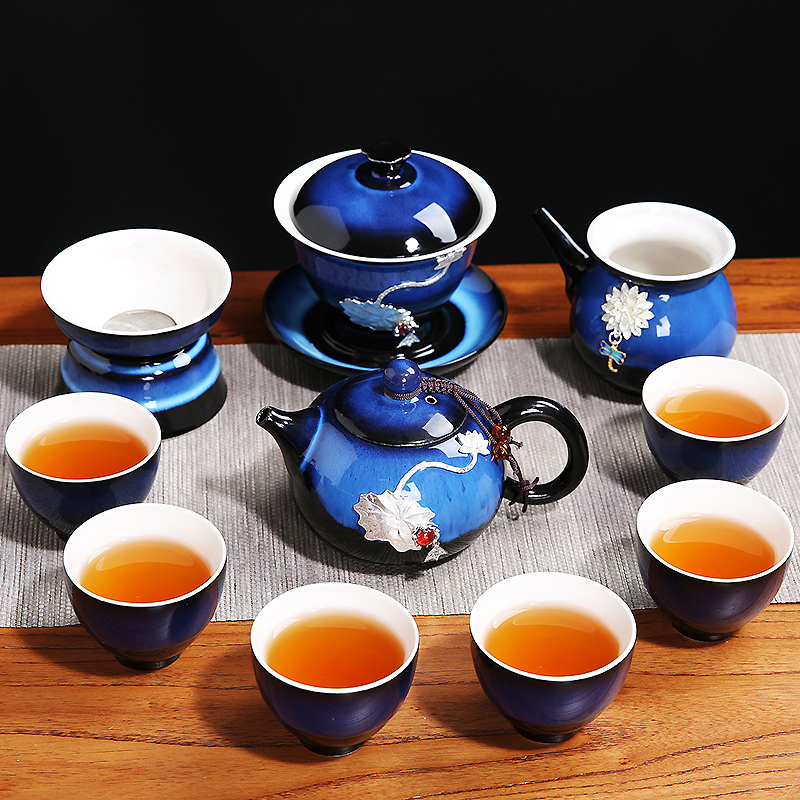 Obsidian is Chinese style coppering. As silver temmoku teapot tea set ceramic teapot tea ware fambe kung fu home