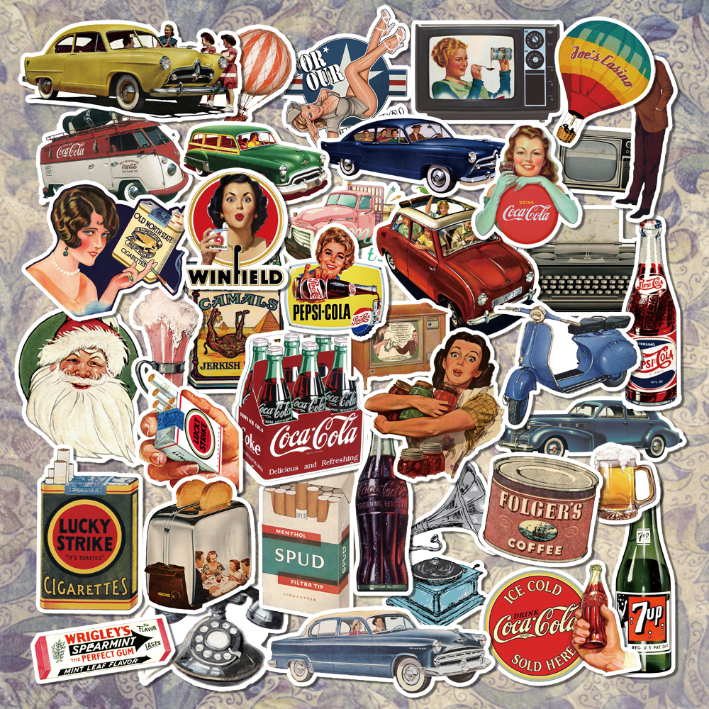 39 retro - pull box luggage sticker waterproof fish box in wind laptop water - resistant cup