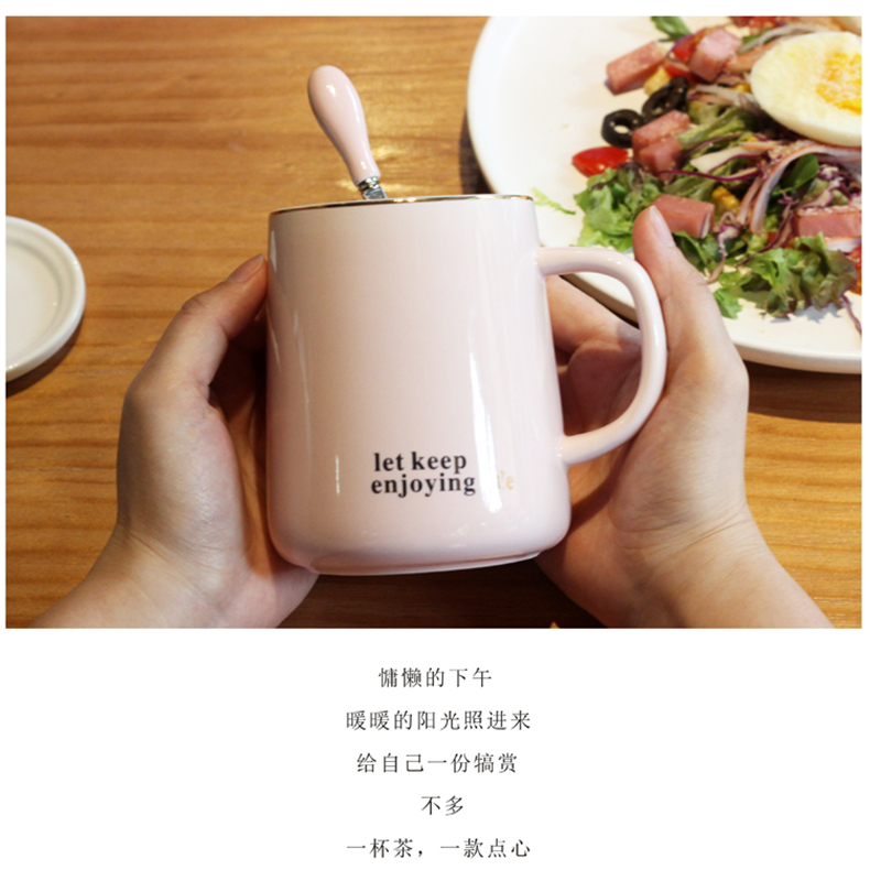 Creative move couples children lovely glass ceramic cup mark cup with cover girl heart of milk a cup of coffee cup