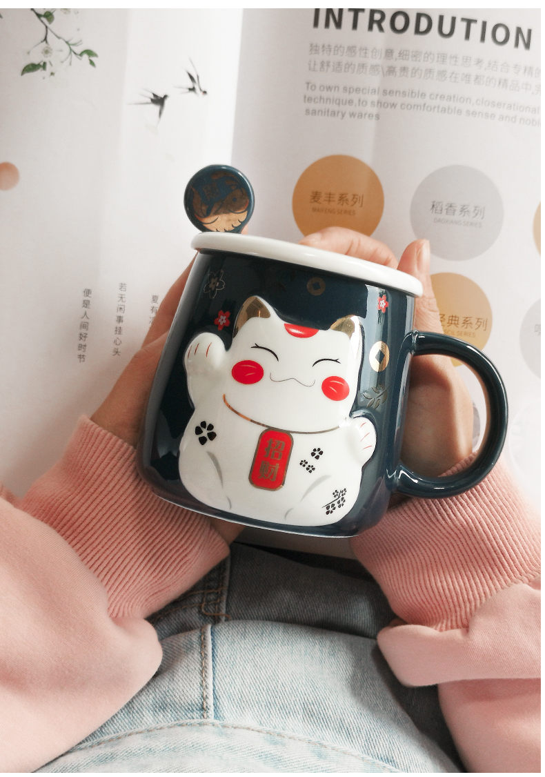 During the valentine 's day gift lovely plutus cat ceramic coffee cup creative cup getting mark cup with a spoon