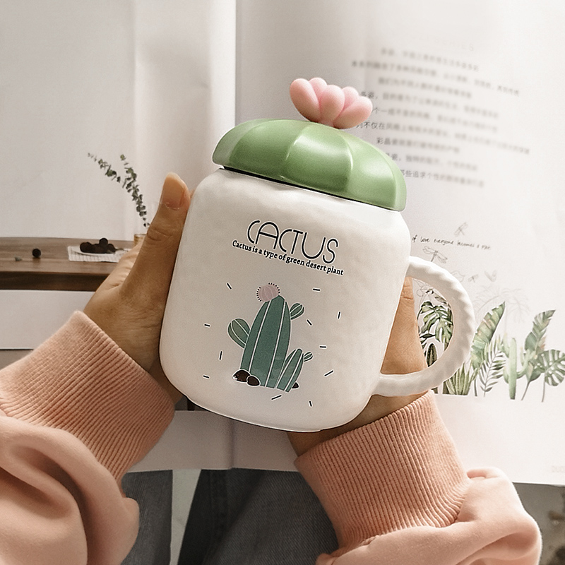 Ceramic keller Nordic ins creative contracted with cover cup cup men 's and women' s individual household tide water cup