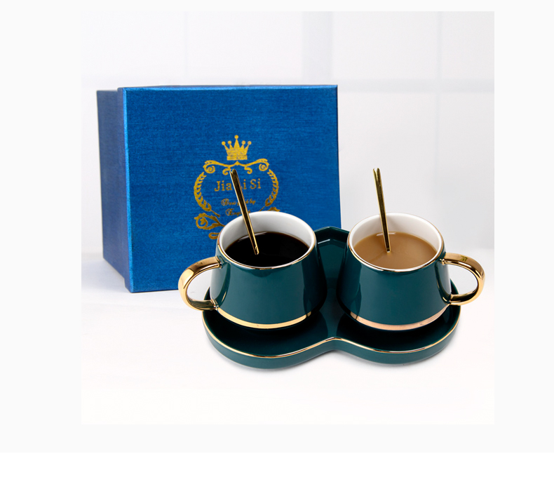 The coffee cups and saucers suit small European - style key-2 luxury spent contracted household ceramic keller cup with a spoon places cup couples