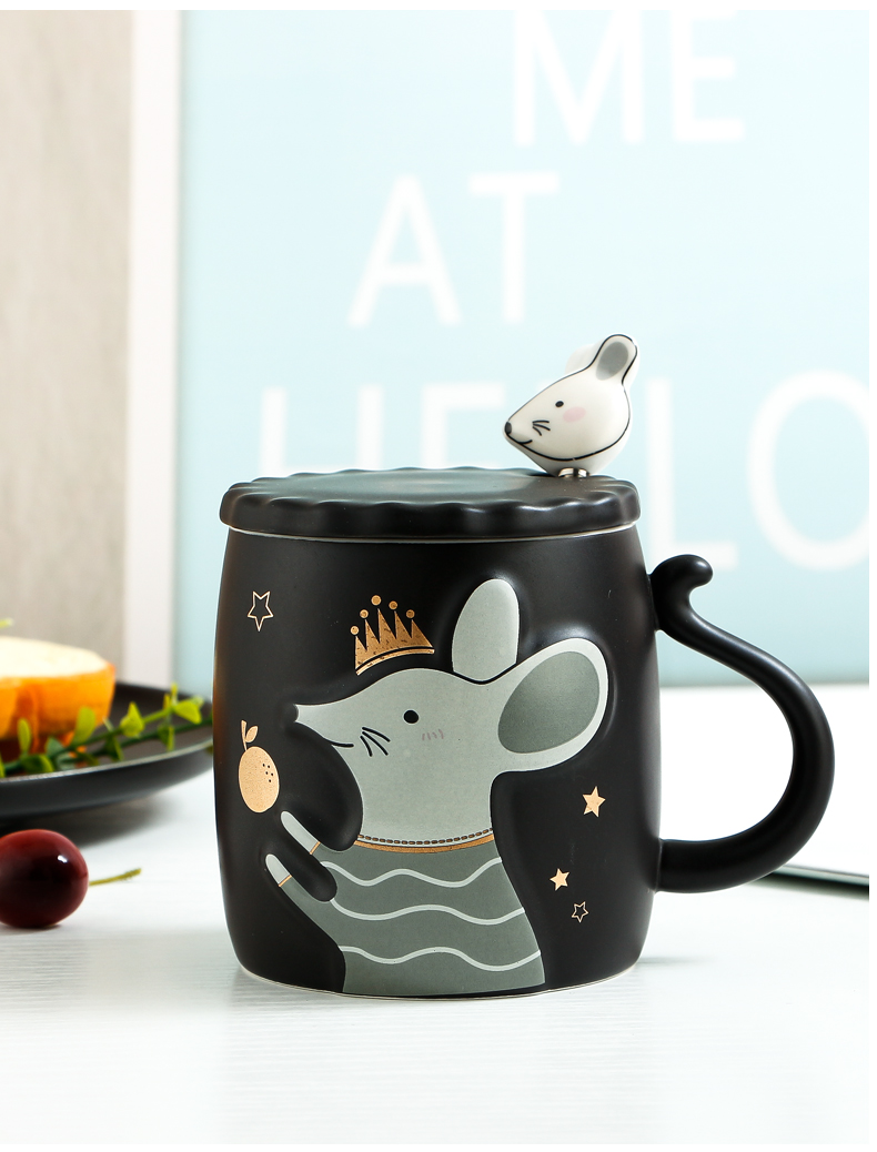 Young girl heart mouse cup Japanese household contracted super express picking cup creative ceramic keller with spoon