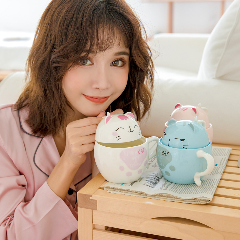 Creative cup express cat cup girl move ceramic cup large capacity picking cups trend of milk coffee cup