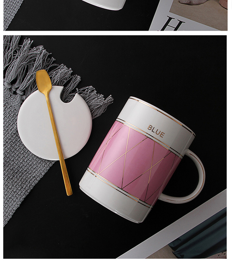 Contracted mark cup northern wind ceramic cups of coffee cup with cover household glass one, run out of the office