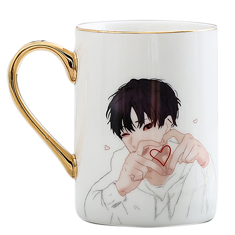 Creative picking cups move ceramic keller with spoon, coffee cup of water glass box office