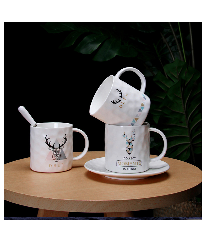 Creative move trend ceramic keller with spoon, cup milk cup home ultimately responds coffee cup set a plate