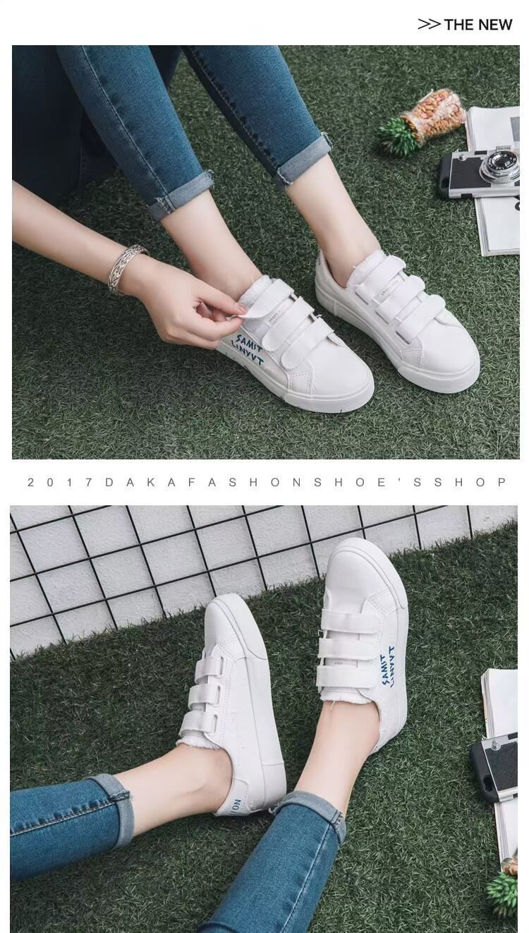 Mùa hè 2018 mới hoang dã Giày vải Velcro Giày nữ Giày sinh viên Hàn Quốc Giày lười trắng giản dị giay bitis nữ