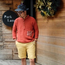 Spring and summer new Nissan GypsySons pure hemp light and comfortable retro leisure fisherman Henry collar 7-point sleeve
