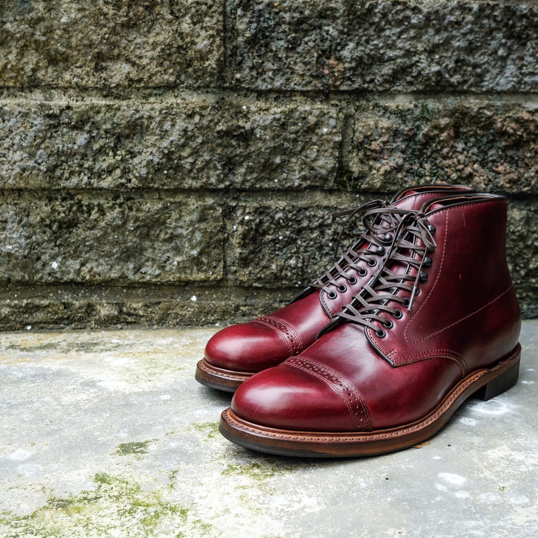 Japan's bootleg craft Brother Bridge Burgan ground Red Horween CXL head paratrooper boots