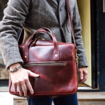 Spot-to-stock Loyal Stricklin Horween Leather Shoulder Briefcase Retro Formal Bag