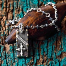 American hall class Bill Wall Leather BWL GOLD DAMASCUS STEEL LOGO CROSS DOG CARD