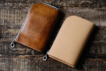 New NORTH WORKS Italian tanned raw leather L-type zipper Zhongcai cloth