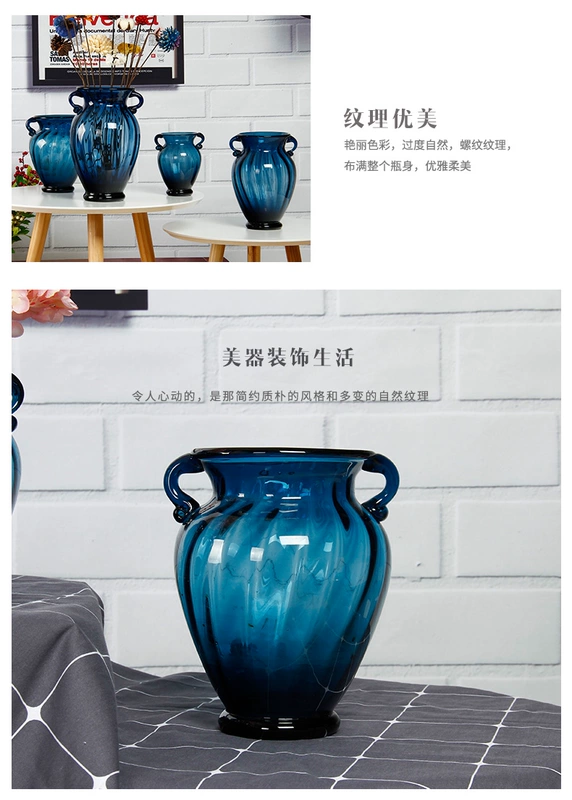 Bình thủy tinh màu châu Âu trang trí phòng khách cắm hoa thủy canh đơn giản thủy tinh trong suốt hoa phong phú nhà hàng tre - Trang trí nội thất