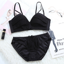 Underwear suit women gather small breasts without steel ring summer breathable ultra-thin girl sexy lace breast small bra thin