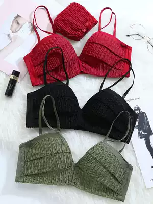 Lingerie set women gather small chest without steel ring summer breathable ultra-thin girl sexy lace burst small bra thin