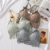 Underwear womens big breasts show small thin models without steel ring students high school girls lace sexy beauty back sports vest bra