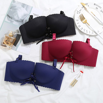Half cup bra gathers small chest girl sexy without steel ring underwear thin solid color without trace on collection of auxiliary breast bra