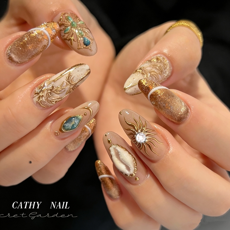 Dubai Middle Eastern Style, Sea Coconut, Egyptian Temple, Sun God, Western Region Characteristics, Wearable Nail Art Dubai Middle Eastern Style, Sea Coconut, Egyptian Temple, Sun God, Western Region Characteristics, Wearable Nail Art